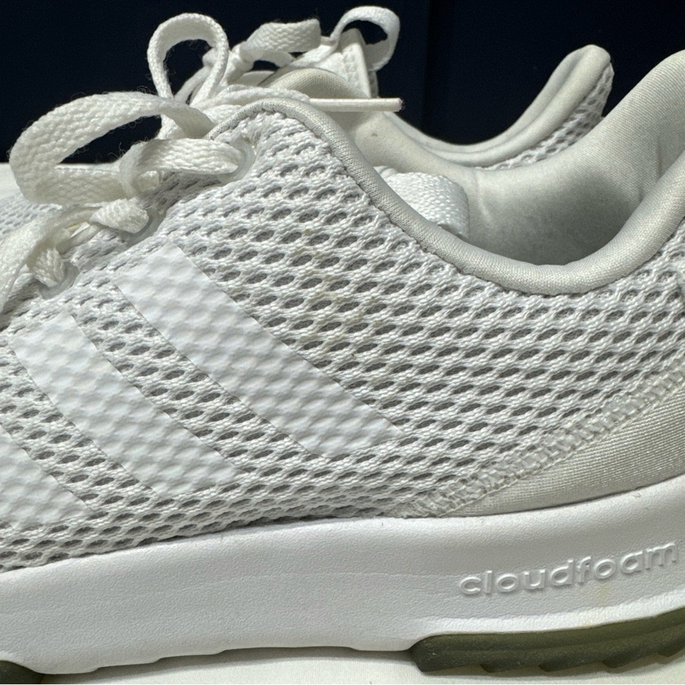 Adidas White Cloudfoam Sneaker EUC streetwear style preppy classic mesh satin - Picture 5 of 9